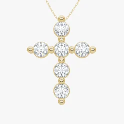 Midi Charlie Cloud® Floating Diamond Cross Necklace 0.72 ctw