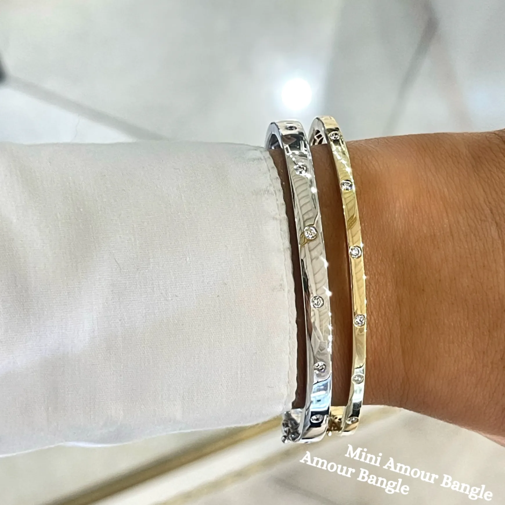 Mini Amour Gold and Diamond Station Bangle