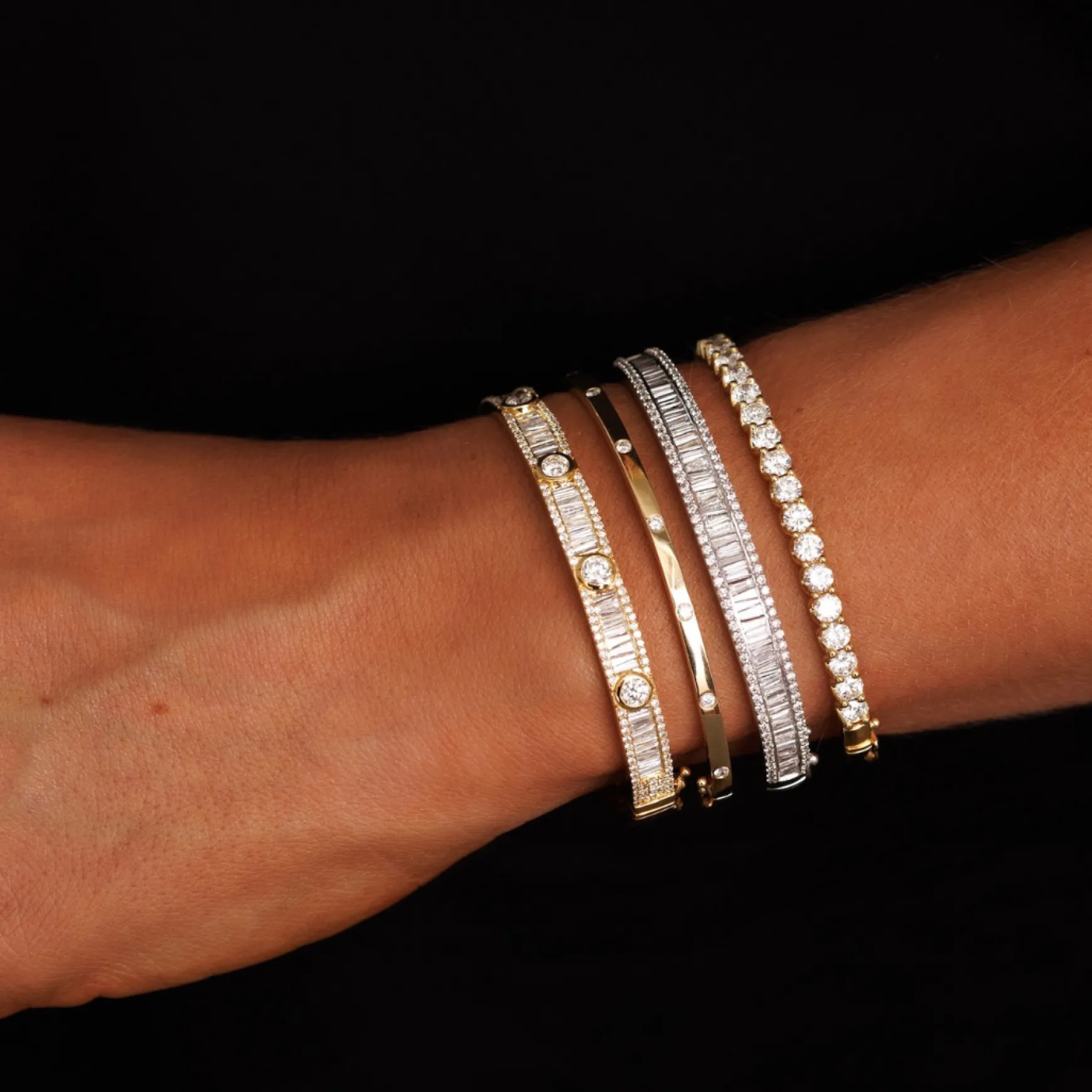 Mini Amour Gold and Diamond Station Bangle