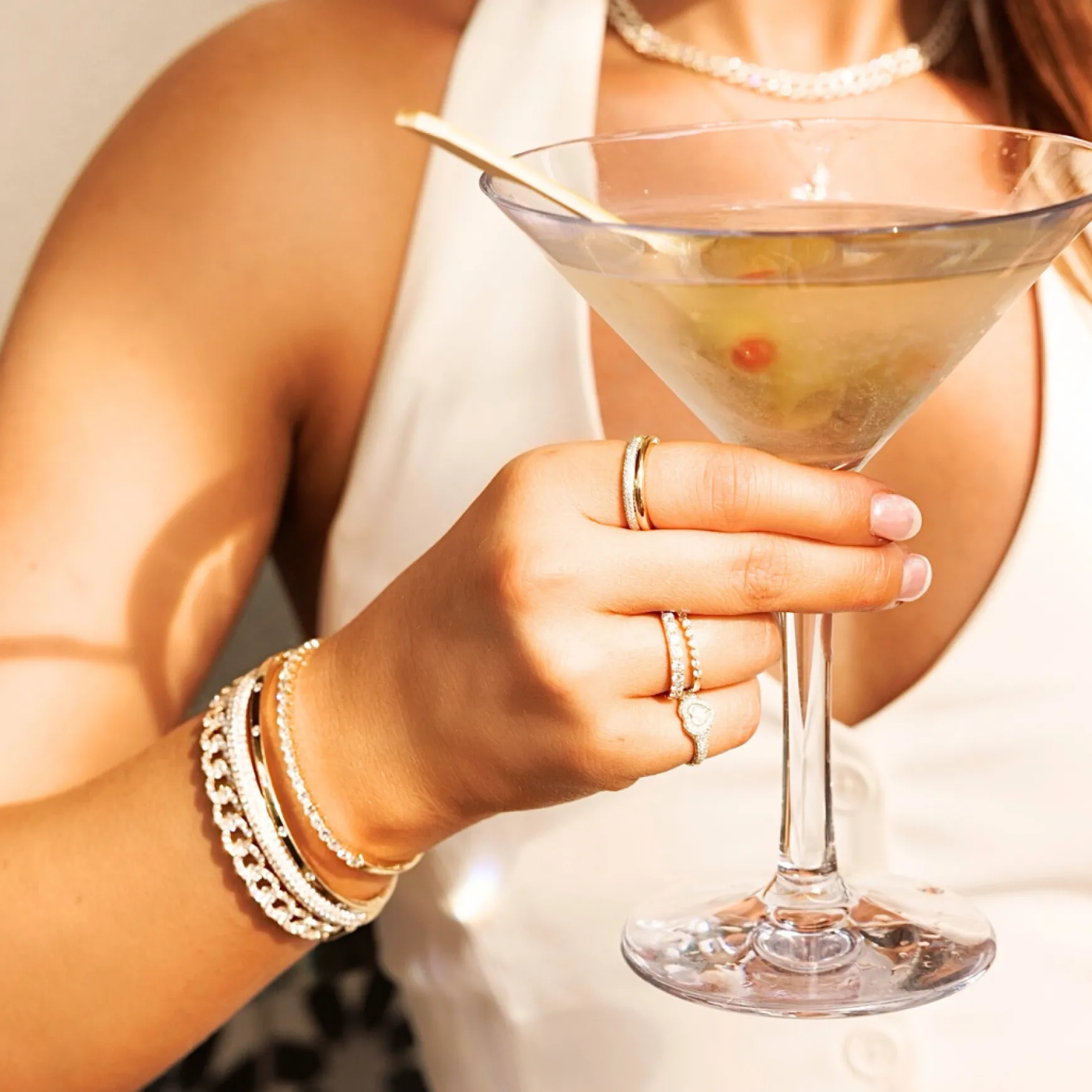 Mini Amour Gold and Diamond Station Bangle