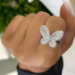 Mini Aurelia Asscher Cut Diamond Butterfly Cocktail Ring 1.21 ctw