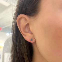 Mini Bezel Birthstone Stud Earrings