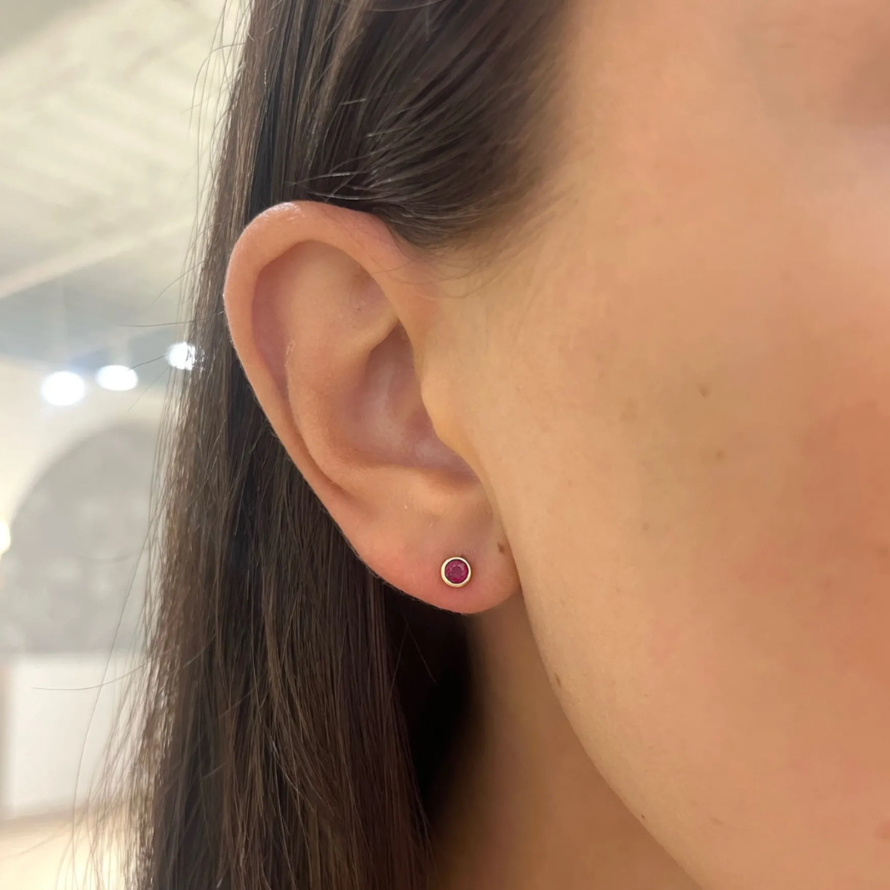 Mini Bezel Birthstone Stud Earrings