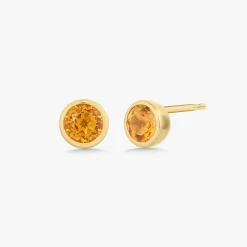 Mini Bezel Birthstone Stud Earrings