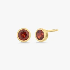 Mini Bezel Birthstone Stud Earrings