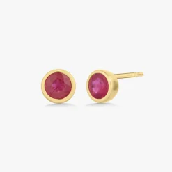 Mini Bezel Birthstone Stud Earrings