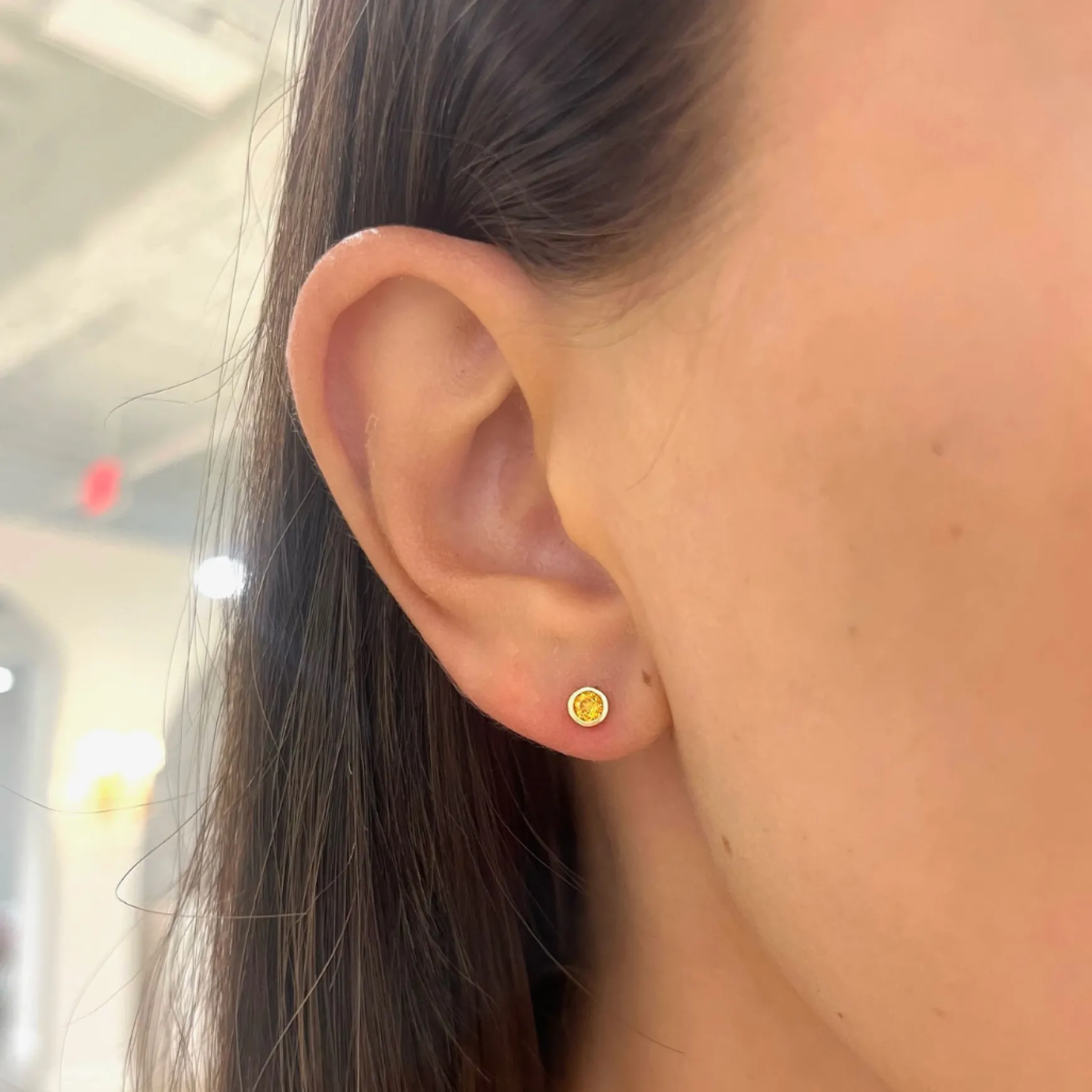 Mini Bezel Birthstone Stud Earrings