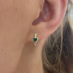 Mini Heart Station Huggie Earrings