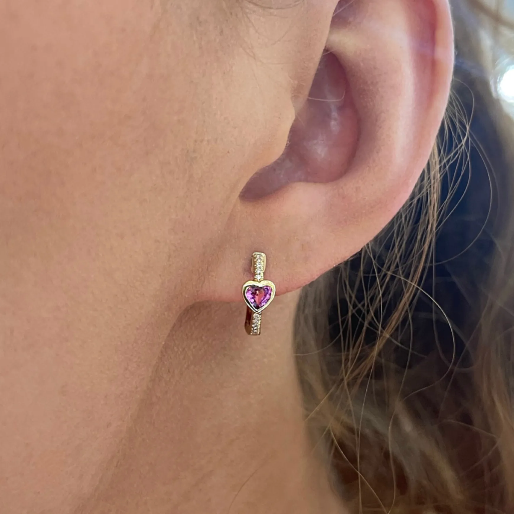 Mini Heart Station Huggie Earrings