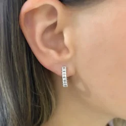 Mini Kyle Emerald Cut Hoop Earrings