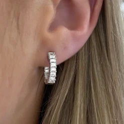 Mini Kyle Emerald Cut Hoop Earrings