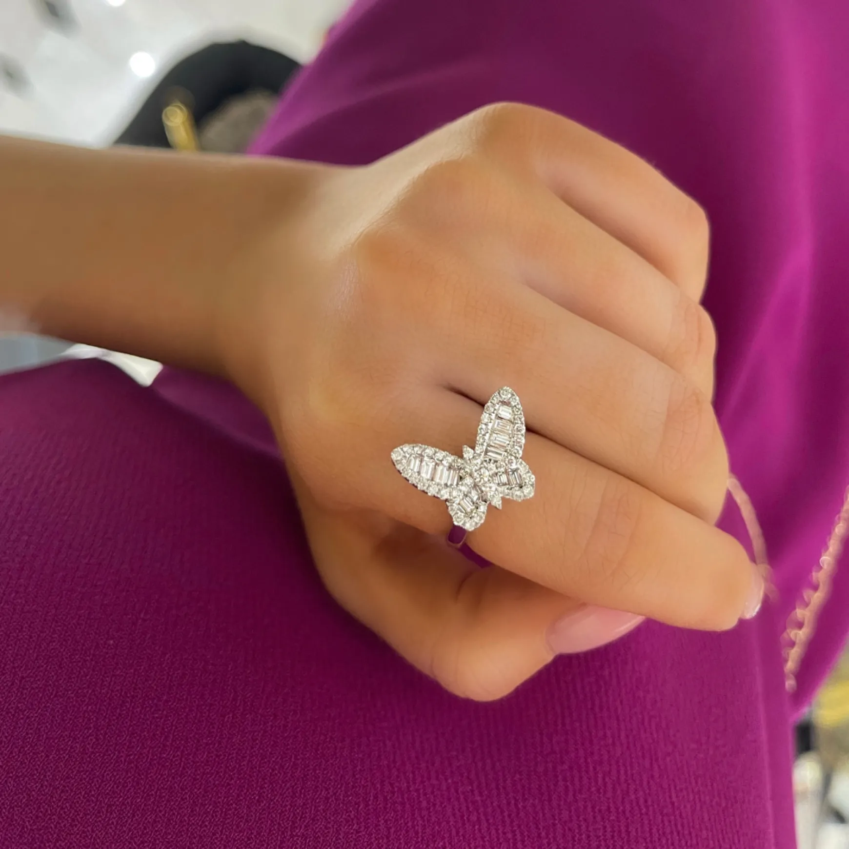 Mini Ophelia Single Baguette Butterfly Ring