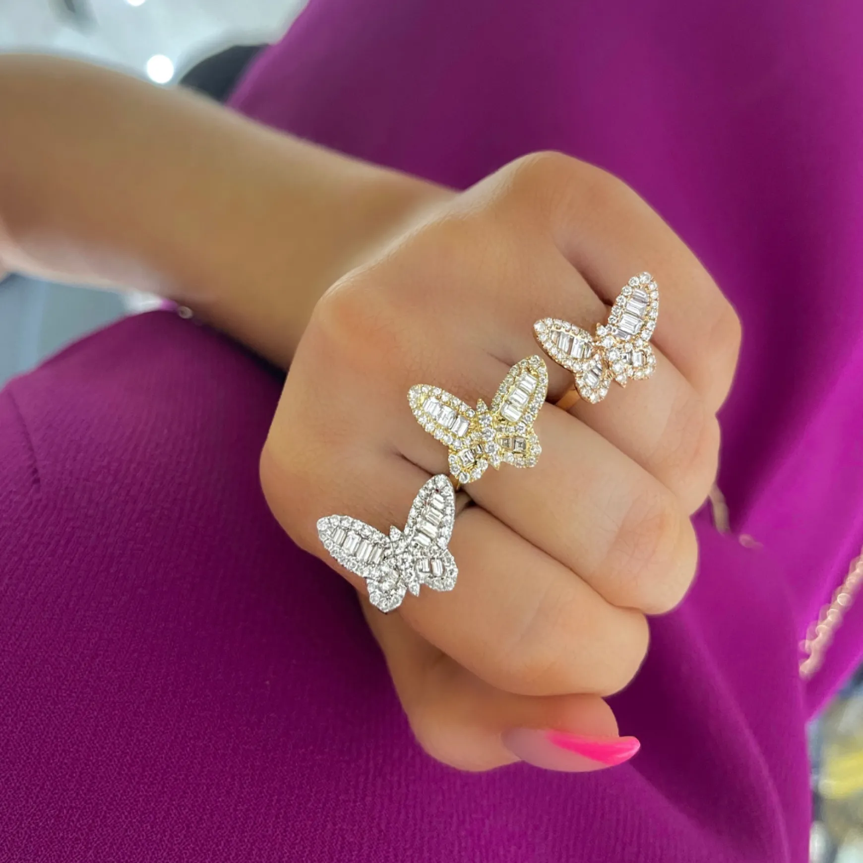 Mini Ophelia Single Baguette Butterfly Ring