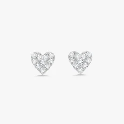 Mini "Love You More" Diamond Heart Stud Earrings