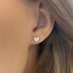 Mini "Love You More" Diamond Heart Stud Earrings