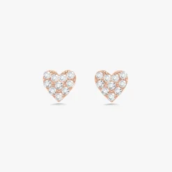 Mini "Love You More" Diamond Heart Stud Earrings