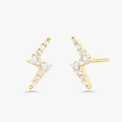 Mini Skyler Lightning Bolt Diamond Stud Earrings