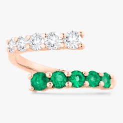 Misha Green Emerald & Diamond Crossover Ring