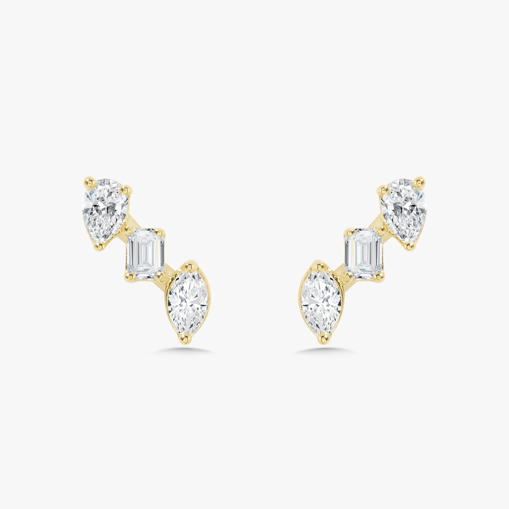 Mixed Shape Diamond Bar Stud Earrings