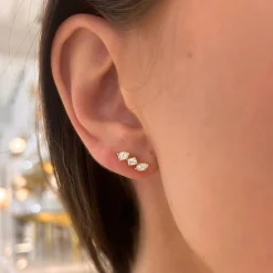 Mixed Shape Diamond Bar Stud Earrings