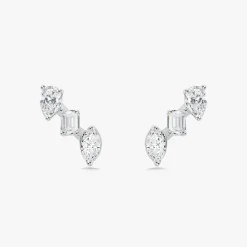 Mixed Shape Diamond Bar Stud Earrings