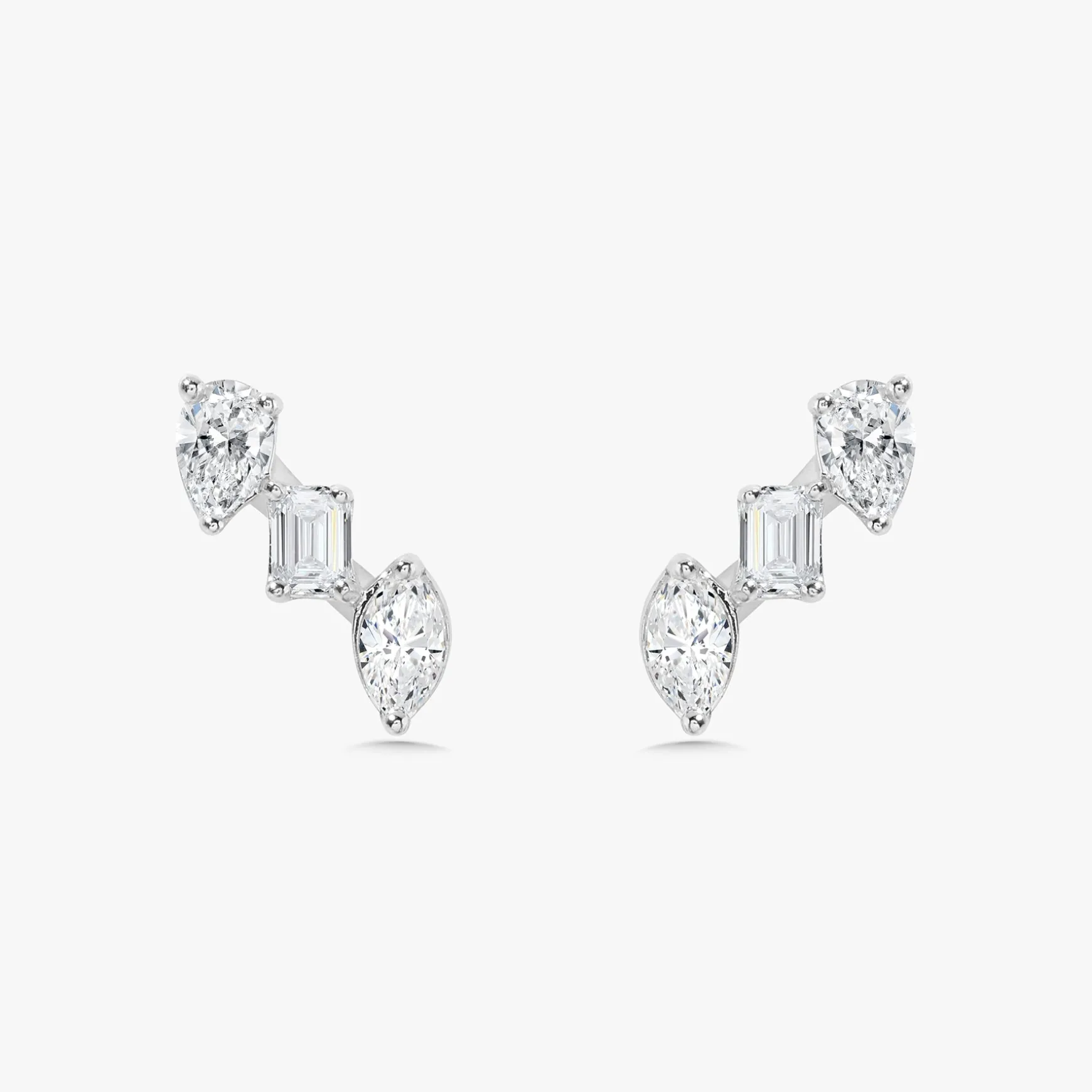 Mixed Shape Diamond Bar Stud Earrings