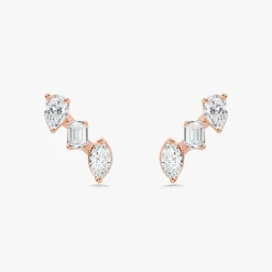 Mixed Shape Diamond Bar Stud Earrings