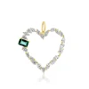 Mixed Shape Heart Charm with Green Emerald Accent