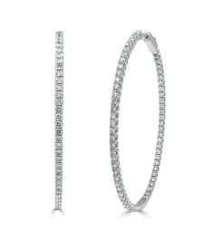 Natalia Double Sided Diamond Oval Hoop Earrings 4.09 ctw