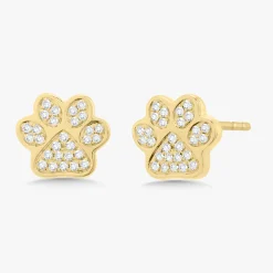 Nellie Diamond Dog Paw Stud Earrings