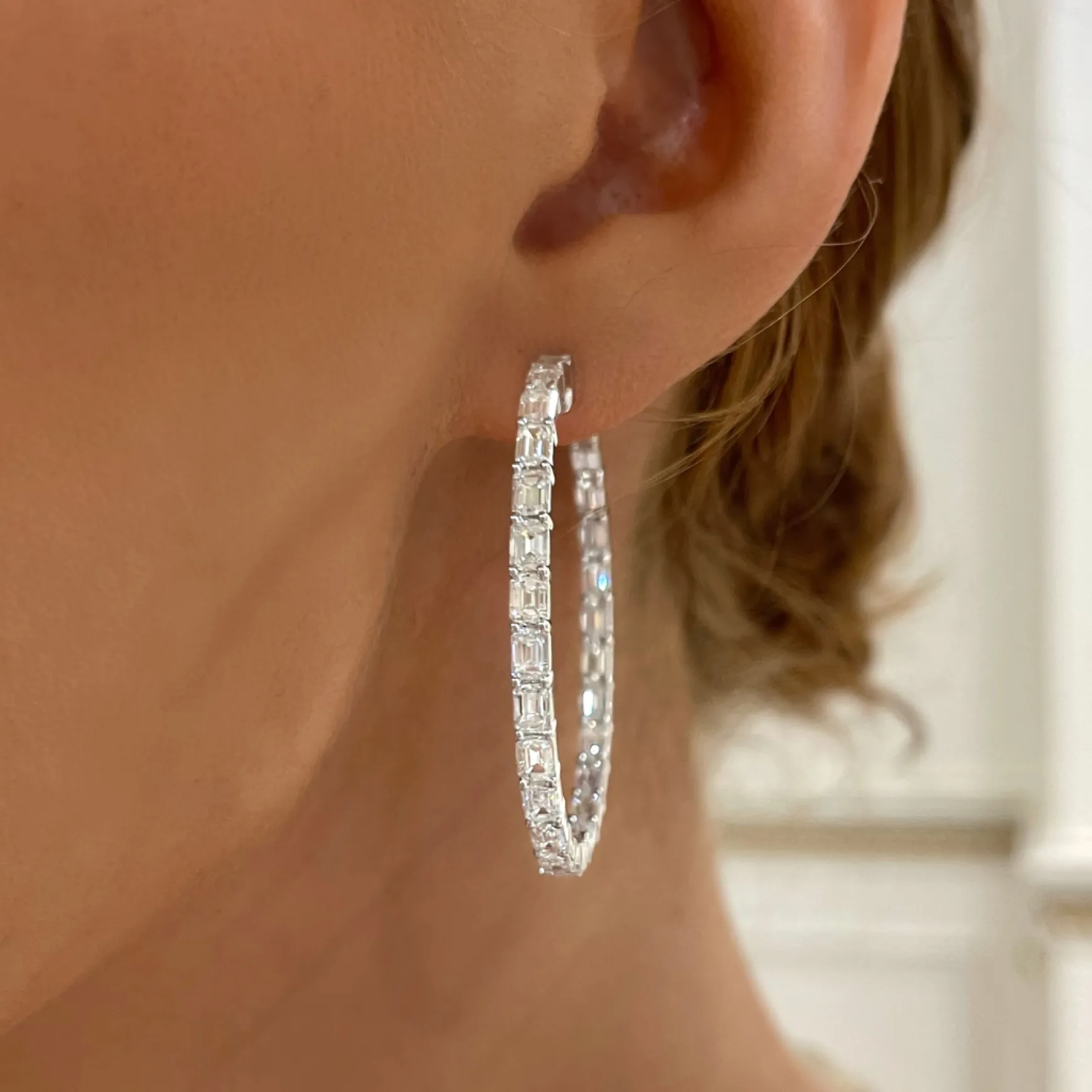 Odessa Emerald Cut Hoop Earrings