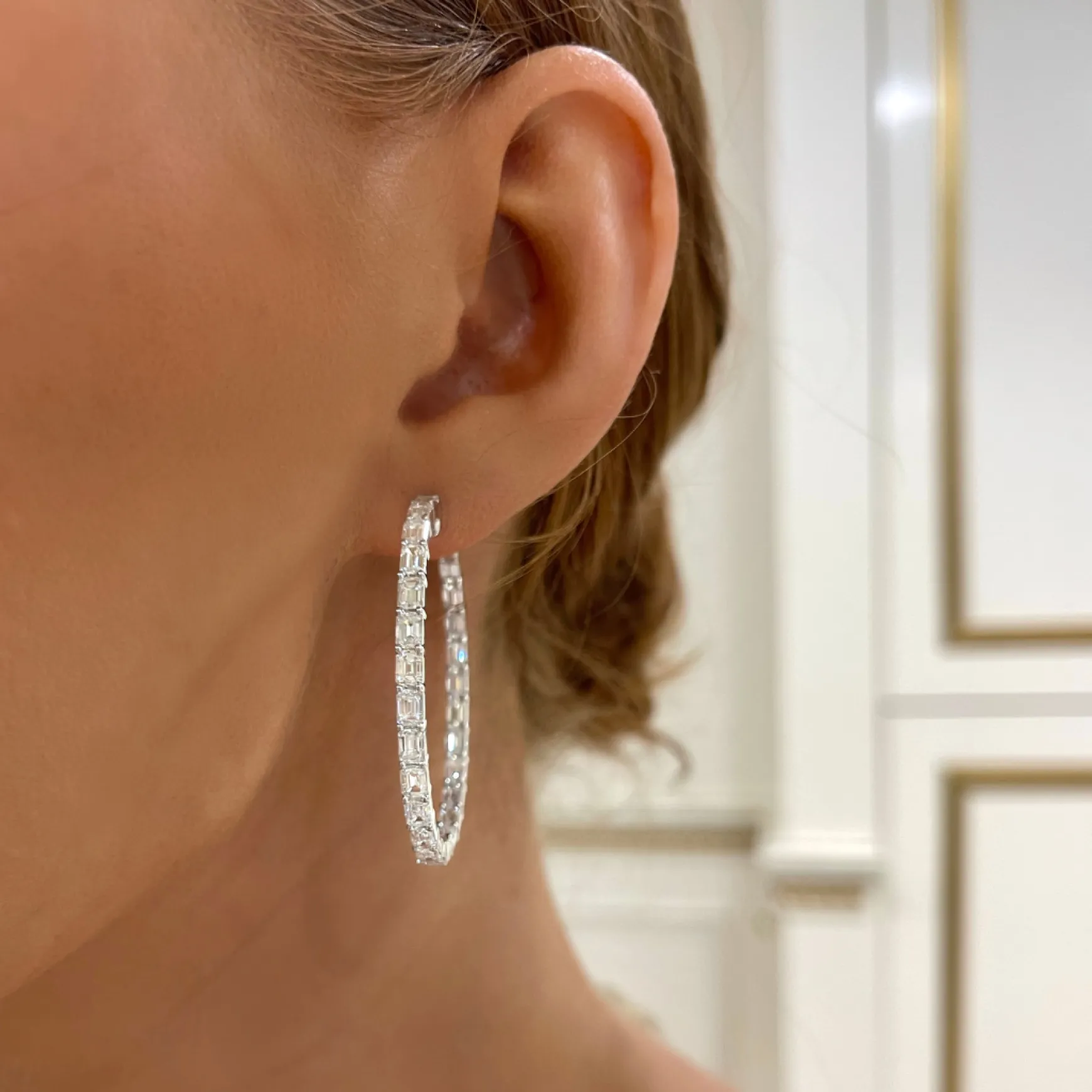 Odessa Emerald Cut Hoop Earrings