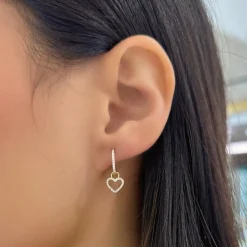 Open Heart Huggie Earring Charms