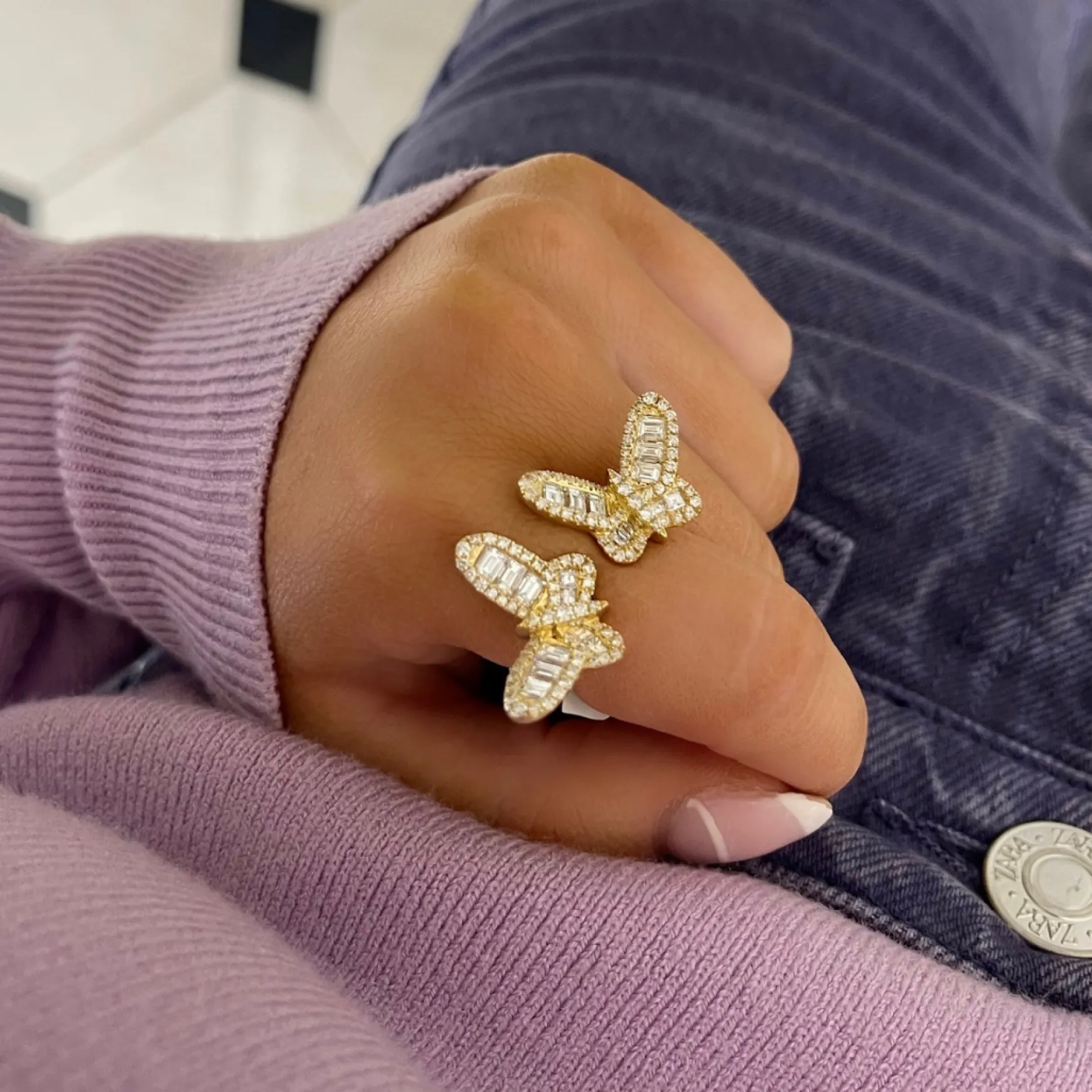 Ophelia Baguette Butterfly Ring