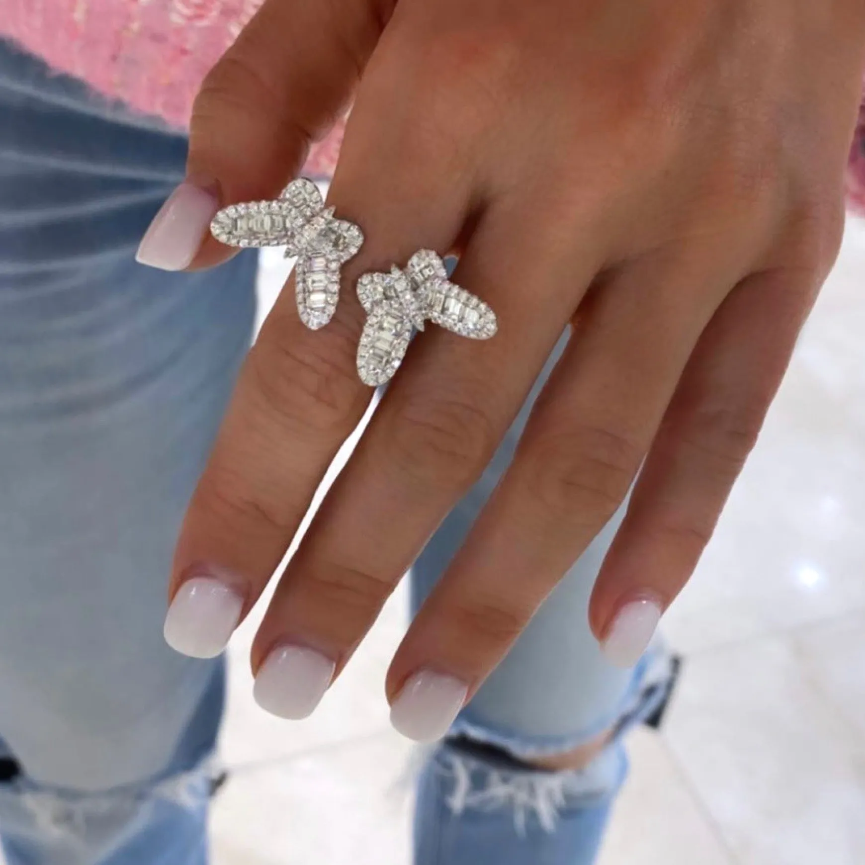 Ophelia Baguette Butterfly Ring