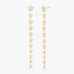 Orion Pave Diamond Dangle Star Stud Earrings 1.19 ctw