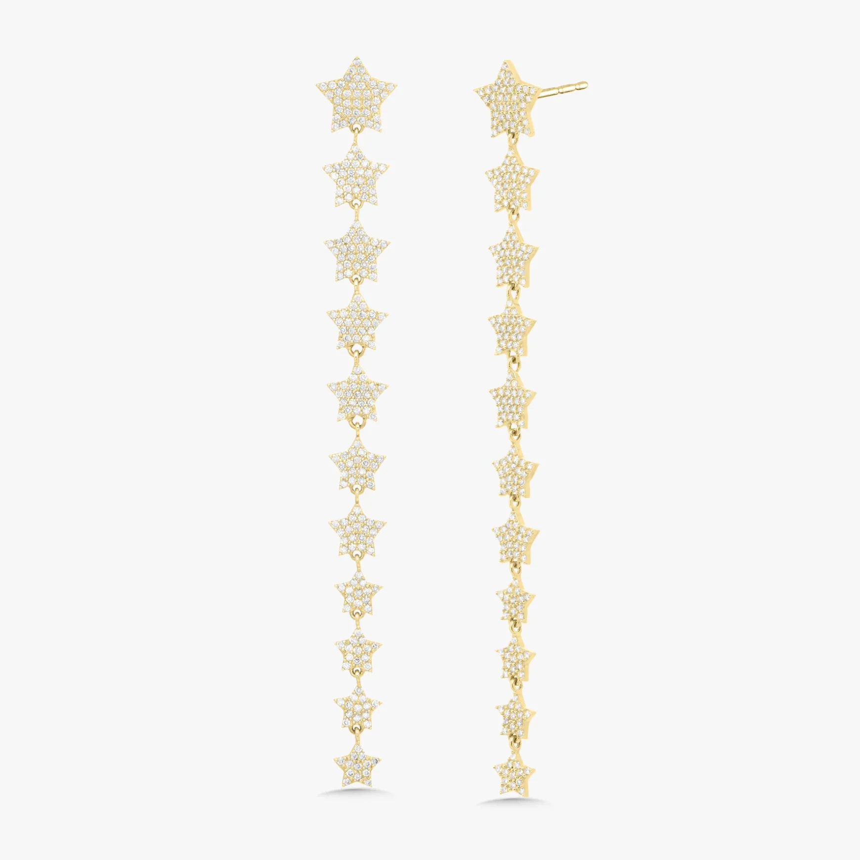Orion Pave Diamond Dangle Star Stud Earrings 1.19 ctw