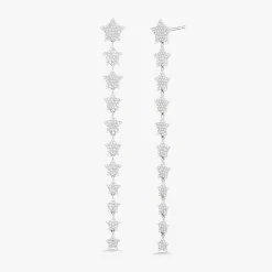 Orion Pave Diamond Dangle Star Stud Earrings 1.19 ctw