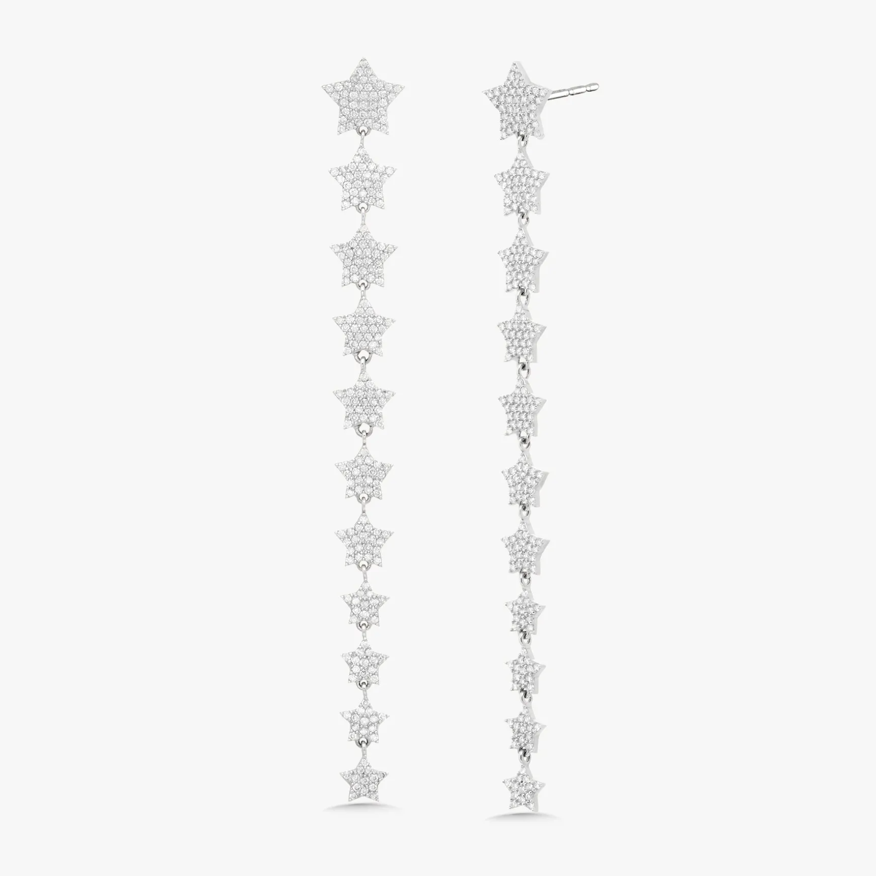 Orion Pave Diamond Dangle Star Stud Earrings 1.19 ctw