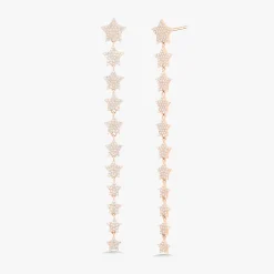 Orion Pave Diamond Dangle Star Stud Earrings 1.19 ctw