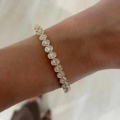 Oval Bezel Diamond Bangle Bracelet 5.35 ctw