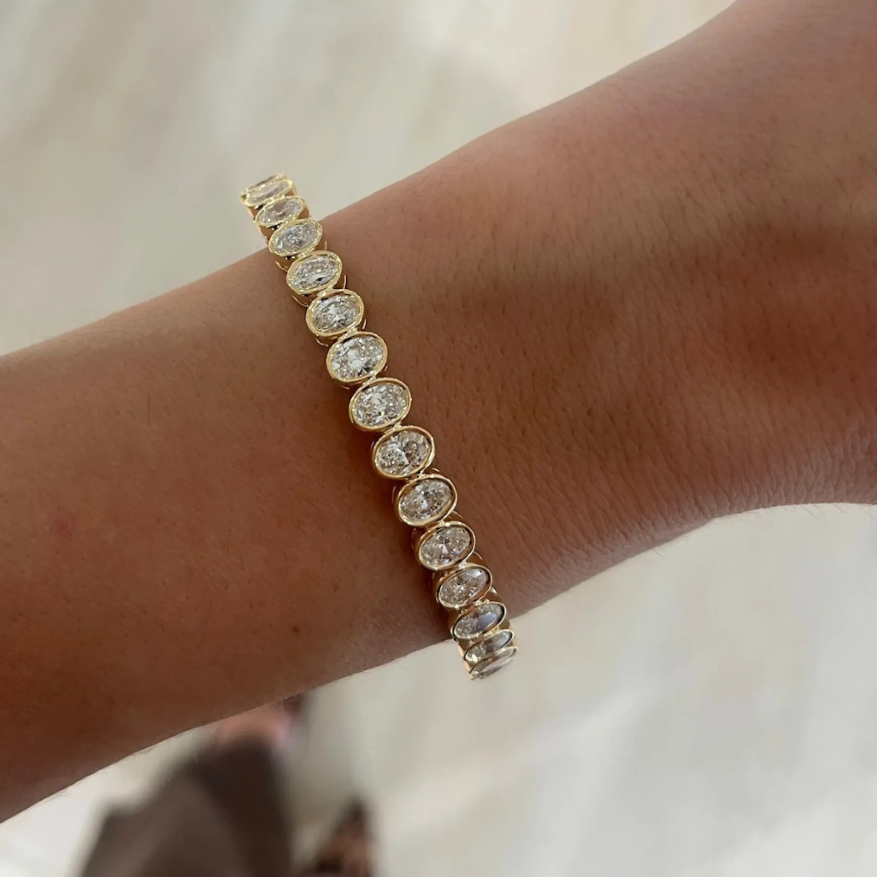 Oval Bezel Diamond Bangle Bracelet 5.35 ctw