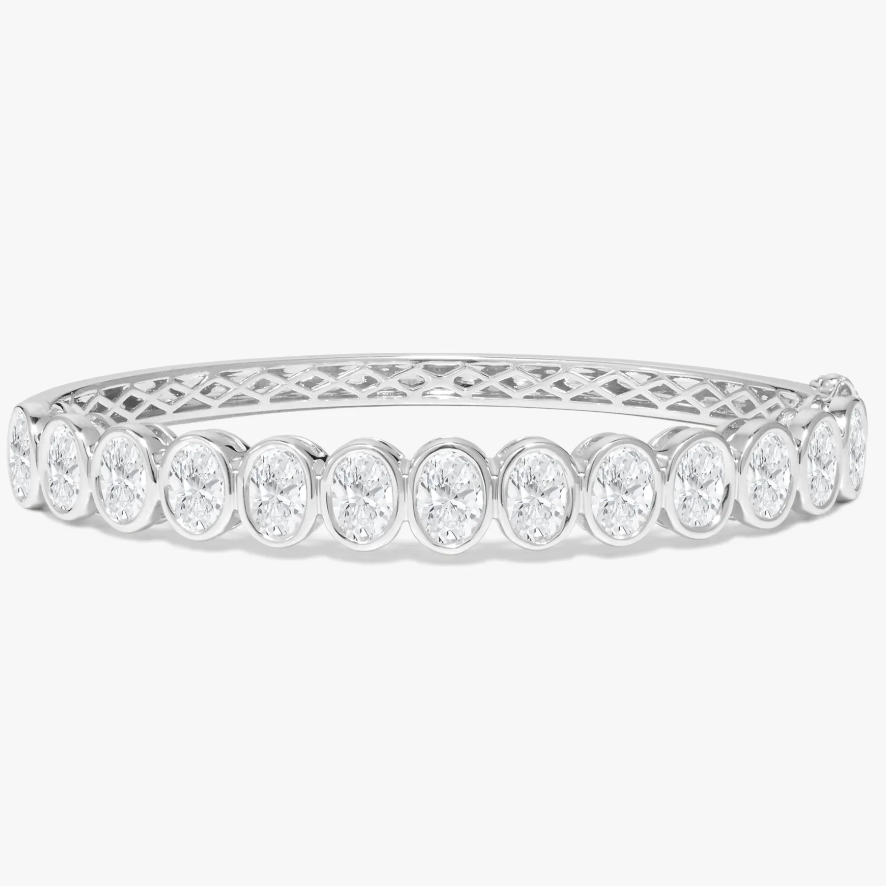 Oval Bezel Diamond Bangle Bracelet 5.35 ctw