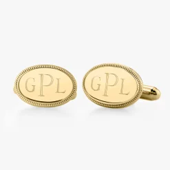 Oval Cuff Links with Beaded Edge