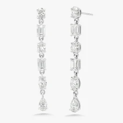 Parke Multi-Shape Diamond Dangle Stud Earrings 2.16 ctw