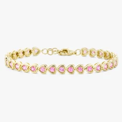 Paxton Pink Sapphire Heart Adjustable Tennis Bracelet 2.83 ctw