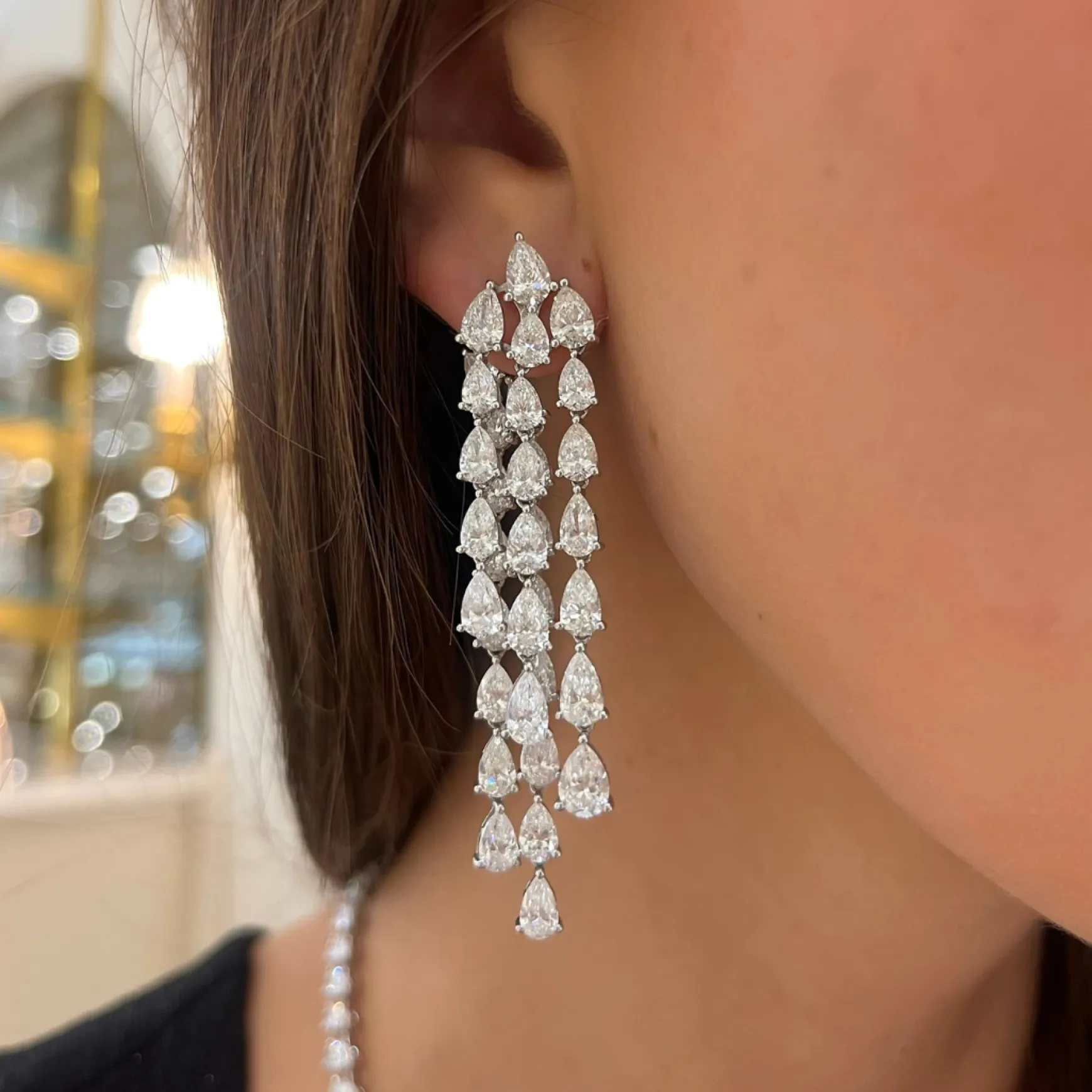 Pear Diamond Dangle Stud Earrings 22.92 ctw