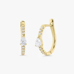 Pear Station Diamond Huggie Earrings