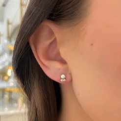 Pearl & Diamond Duo Stud Earrings