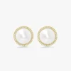 Pearl Diamond Halo Stud Earrings